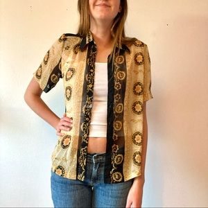 70s vintage sheer button down blouse